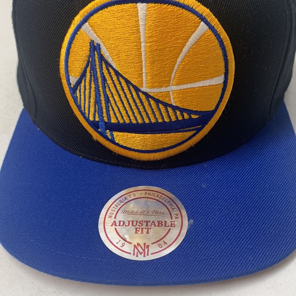 Golden State warriors Mitchell And Ness Big Logo Snapback Baseball Cap Hat NBA - Picture 2 of 8